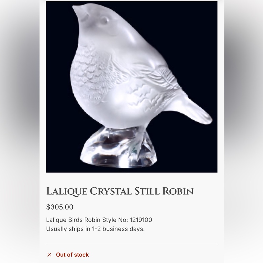 Lalique Frosted Glass Bird Sculpture